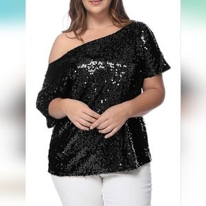 Sequined one shoulder top